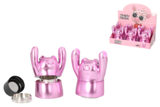 Super Heroes Grinder 4-piece metal pink hugging pig, Ø 4.5cm, h. 10cm 