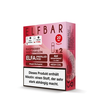 2x ELFBAR ELFA CP Prefilled Pod Raspberry Watermelon 20mg/ml ca. 600 Züge/Pod