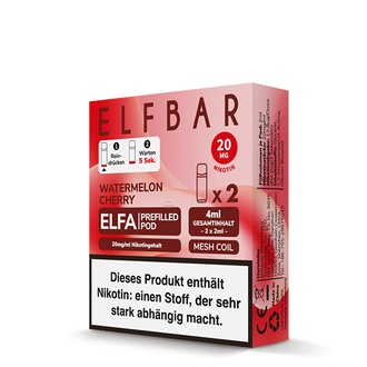 2x ELFBAR ELFA CP Prefilled Pod Watermelon Cherry 20mg/ml ca. 600 Züge/Pod