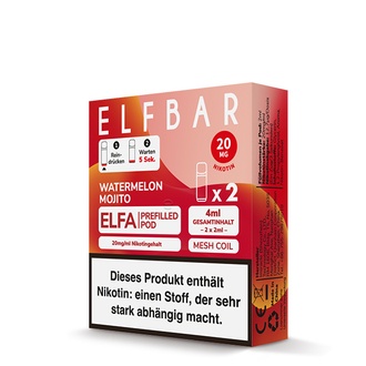 2x ELFBAR ELFA CP Prefilled Pod Watermelon Mojito 20mg/ml ca. 600 Züge/Pod