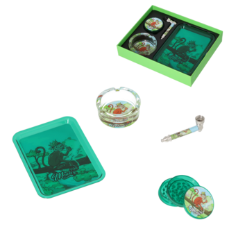 Monkey King Set: Grinder 3tlg.+Pipe+Ascher+Tray grün