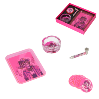 Monkey King Set: Grinder 3tlg.+Pipe+Ascher+Tray pink