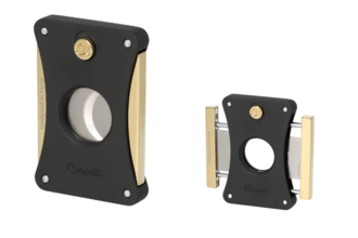 Caseti cigar cutter black matt/ gold-colored, ring 54