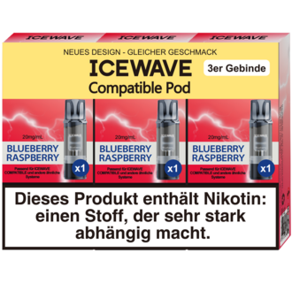 3x ICEWAVE Pod Blueberry Raspberry 20mg/ml ca. 700 Züge/Pod