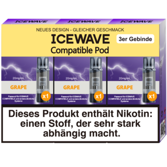 3x ICEWAVE Pod Grape 20mg/ml ca. 700 Züge/Pod