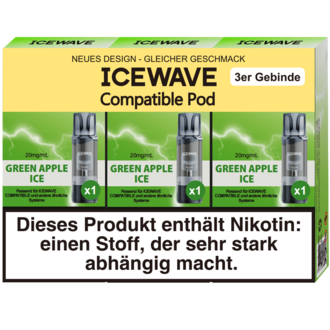 3x ICEWAVE Pod Green Apple Ice 20mg/ml ca. 700 Züge/Pod