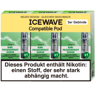 3x ICEWAVE Pod Kiwi Passionsfruit Guava 20mg/ml ca. 700 Züge/Pod