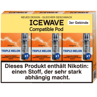 3x ICEWAVE Pod Triple Melon 20mg/ml ca. 700 Züge/Pod