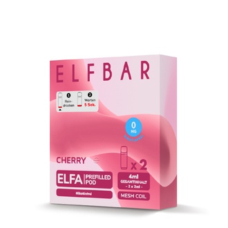 2x ELFBAR ELFA CP Pods Nikotinfrei Cherry 0mg/ml ca. 600 Züge/Pod