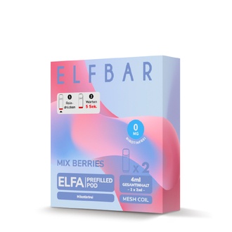 2x ELFBAR ELFA CP Pods Nikotinfrei Mix Berries 0mg/ml ca. 600 Züge/Pod