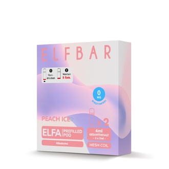 2x ELFBAR ELFA CP Pods Nikotinfrei Peach Ice 0mg/ml ca. 600 Züge/Pod