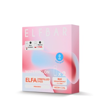 2x ELFBAR ELFA CP Pods Nikotinfrei Watermelon 0mg/ml ca. 600 Züge/Pod