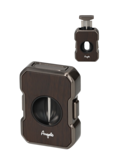 Angelo cigar cutter V-Cut anthracite with wood grain