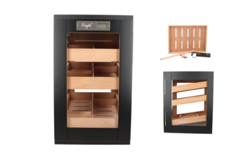 Angelo Humidor Cabinett, schwarz matt, BxHxT 30x50x40cm