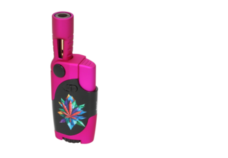 Eurojet Feuerzeug Torch Jet 12cm, pink satiniert/schwarz Hanfblatt