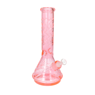 Super Heroes Glasbong Ice konisch transparent neonrot, H.32cm, Ø4cm, Chillum 18er Schliff