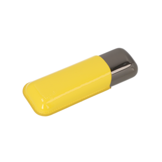 Angelo cigar case for 2, leather yellow, metal anthracite, L.15cm, Ring 53