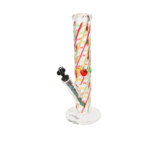 Super Heroes Glasbong Ice Zylinder, transparent Spirale Jamaica, H.32cm, Ø4cm, Metallchillum